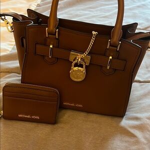 Michael Kors Tan Satchel with Gold Accents